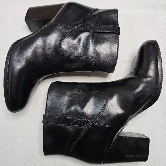 Frye Leather Ankle 3" Pull- on Heel Boot Black 3474670-BLK Women's Size 9.5M - Picture 7 of 14